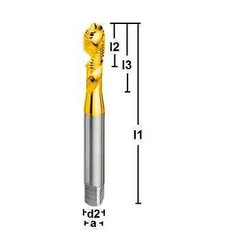 M4 - HSS-E Helisel Makina Klavuzu, Z=2, Altop, Form C, Alminyum