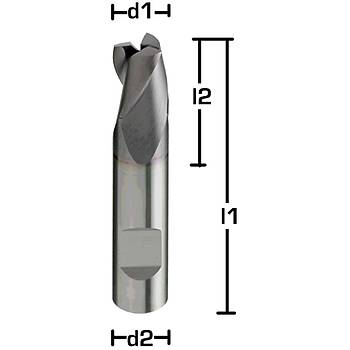2,0 x 4 x 39, d2=6 mm ✔ Karbr Freze, Z=3, Kaplamal, 30