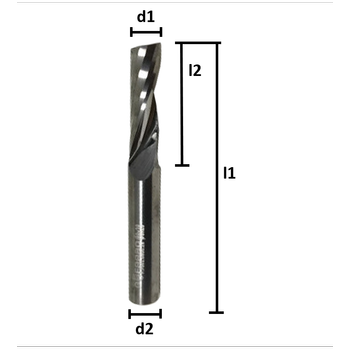 5,0 x 25 x 54, d2=5 mm ✔ CNC Router ucu, Karbr Freze, Z=1, Polisajl