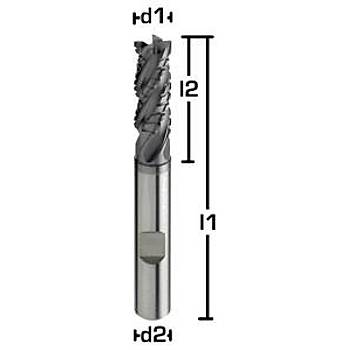 Ø 8,0x19x63 mm, Şaft 8,0 - Karbür HPC Freze, Kaba Talaş, NF, Z=4,  35/38°