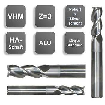 3,0x10x50 - d2=6 mm - Karbr Freze, Z=3, Silver Kaplama, ALU