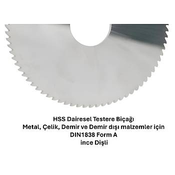 20,0 x 0,5 x 5 mm - HSS Daire Testere, Testere Ba, DIN1837 Form A, nce Dili, Z=48
