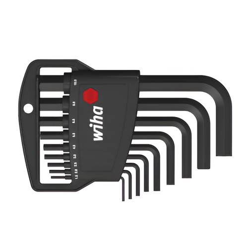 Wiha L-anahtar seti, Classic tutucu Hex, 9 par�a, siyah oksitli y�zey, Krom-vanadyum �eli�i, tamamen sertle�tirilmi�