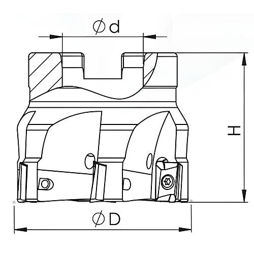 100 mm Z=9 - Freze Tarama Kafas� 90�, Frezeleme Ba�l��� APKT1003 ucu uyumlu