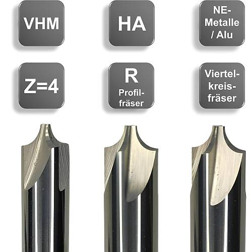 R0,5 - 5 x 53 - d2=6 mm ✔ Rady�s / Konkav Freze ucu, Ters Rady�s, Z=4