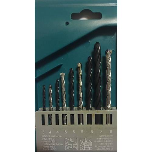 9 Adet Mtkap ucu seti: 3/4/5/6/8 mm Metal Matkap ucu ve 4/5/6/8 mm Beton Matkap ucu -
