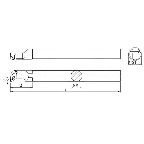 10 x 125 mm - SDUCL �� �ap Delik Tornalama Kateri, DCMT0702 veya DCGT0702 u�lar i�in, sol 93�