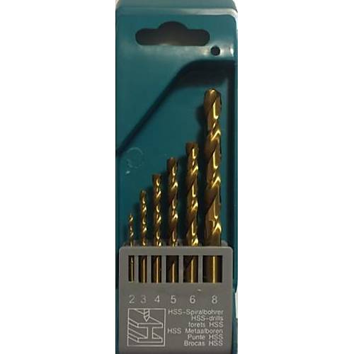 2 / 3 / 4 / 5 / 6 / 8 mm Demir Metal 6 adet Matkap Ucu Seti, Titanyum kaplamal�