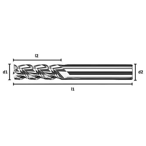 1,0x 3 x 50 mm d2=4,0mm - Karb�r Freze ucu seti, Z=3, Alu Frezeleme ucu, pol�sajl�