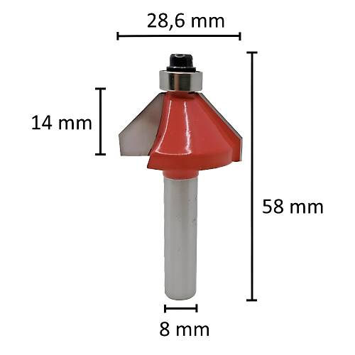 28,6 mm 45� V-El freze ucu, Karb�r (Elmas) kaynakl� Router Bit, rulmanl� V Cut frezeleme ucu, Rulmanl� Ah�ap freze ucu, V-freze ucu (�aft 8 mm)