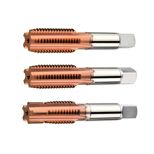M12 HSSE El K�lavuz Seti, 3 Par�a (1-2-F), Kaplamal�, - 6HX, D�z Kanall�, DIN 352, 40 HRC Sertli�e Kadar