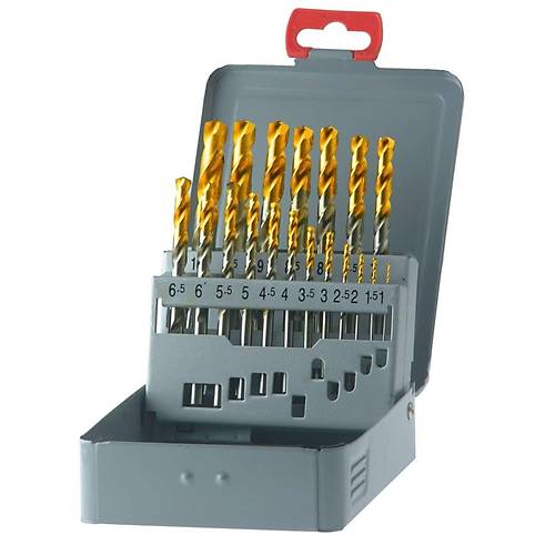 19 adet - HSS-E Matkap Ucu, TIN, 135�, DIN 338, HA �aft � 1,0 - 10,0 - 0,5 mm y�kseli�