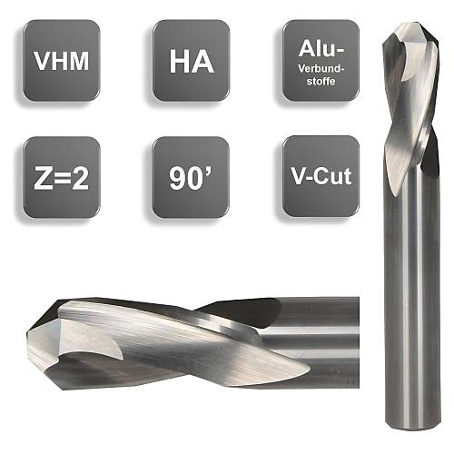 8,0 mm - Karb�r Kompozit Derz B��a�� / Pah K�rma Frezesi, 90� A��l�, Z=2