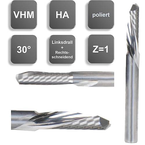 5,0 x 16 x 50, d2=5 mm  Karb�r Freze ucu, Z=1 Polisaj Ters (Negatif) CNC Router ucu (CNC b��ak)