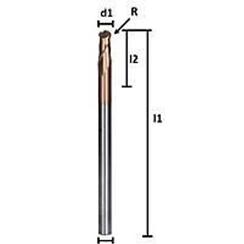 4,0 R2 x 10 x 75, d2=4 mm ✔ Uzun K�re Parmak Karb�r Freze, TiSiN