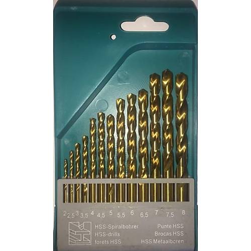 2 - 8 mm HSS-G Matkap Ucu Seti, Titanyum Kapl�, 13 adet DIN338 Matkap ucu Seti