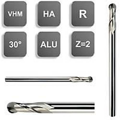 12 R6 x 30 x 100, d2=12 mm  K�resel Uzun Parmak Freze �ak�s�, Z=2, Rady�s Freze ucu