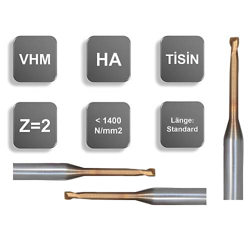 2,0 x 6 x 50, d2=4 mm - Karbr Dalma Boylu Dz Freze ucu, Z=2, 30, TiSiN Kaplamal, 55 HRC