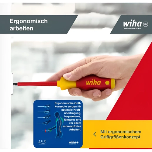 Tornavida seti SoftFinish elektrikli cihazlar iin: Oluklu, Phillips yldz 7 paral, Wiha