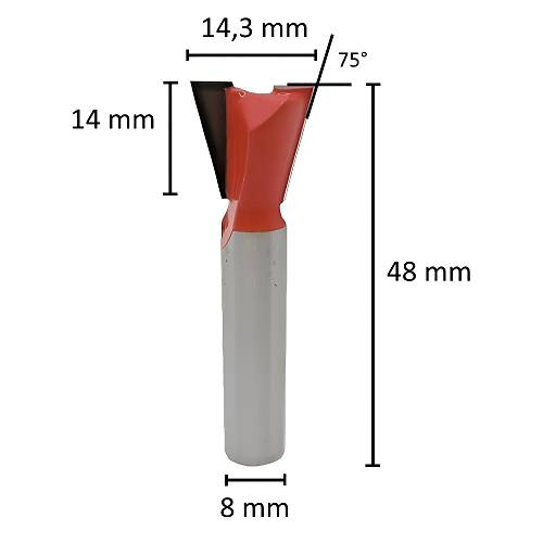 14,3 mm K�rlang�� El freze ucu, Router Bit Karb�r (Elmas) kaynakl� 75� frezeleme ucu, Ah�ap freze ucu, freze ucu (�aft 8 mm)