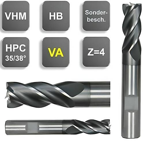 10x22x72 mm - d2=10 mm HPC Karb�r Freze, 35/38�, BlueCut, Z=4, 800 N/mm�,�elik ve Paslanmaz �elik