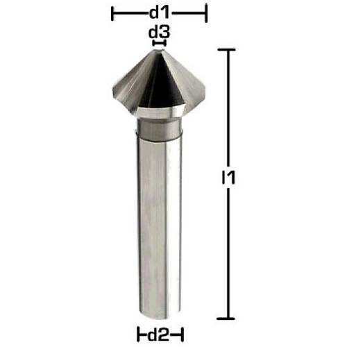 4,3 x 1,3 x 40 - d2=4 mm - HSS-E Hav�a Matkab�, 90� Hav�alama ucu, DIN335, Z=3, Form C