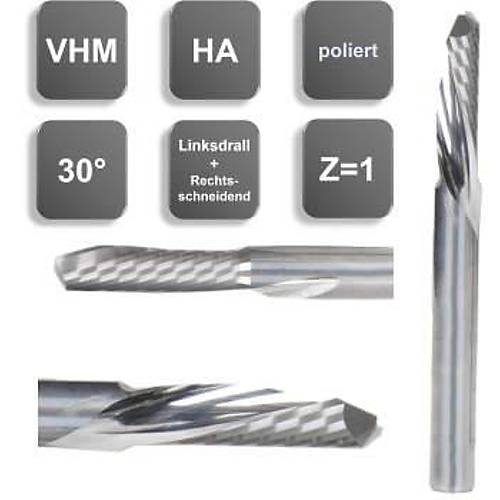 2,0 x 8 x 40, d2=2 mm  Karb�r Freze ucu, Z=1 Polisaj Ters (Negatif) CNC Router ucu (CNC b��ak)