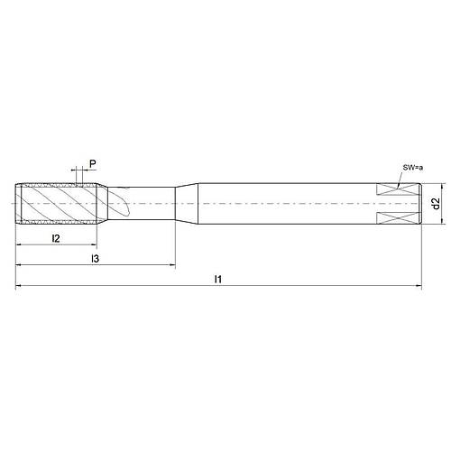 M6 - HSS-E Helisel Makina K�lavuzu, Z=2, Altop, Form C, Al�minyum