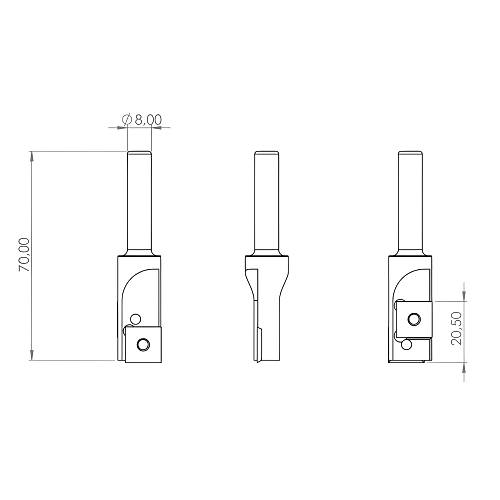 16 mm, d2=8 mm - Freze ucu, Tablo Temizleme B��a��, MDF Ah�ap frezesi, Z=2