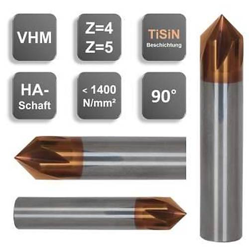 4 x 90°x40 mm - Pah Freze, Çapak Alma Takımı, Z=4, 90°