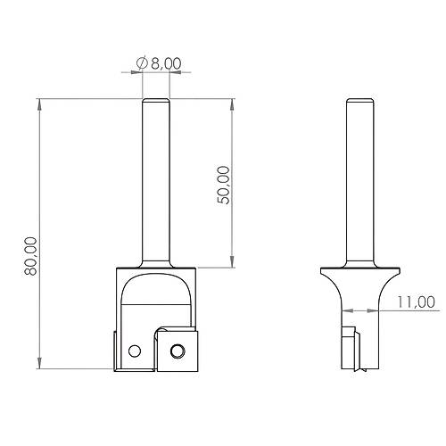 25 mm, d2=8 mm - Freze ucu, Tablo Temizleme B��a��, MDF Ah�ap frezesi, Z=2