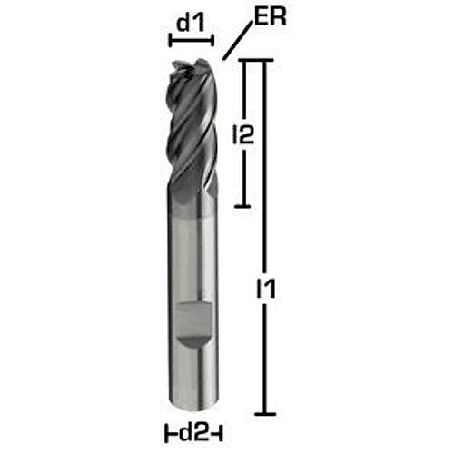  12,0ER0,5x26x83 mm, aft 12 - Karbr HPC Freze, Z=4, 35/38, BlueCut, ER, HB, Z=4