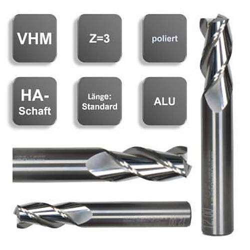 6,0 x 13 x 50, d2=6 mm ✔ Karb�r Freze, Z=3, Polisajl�, ALU