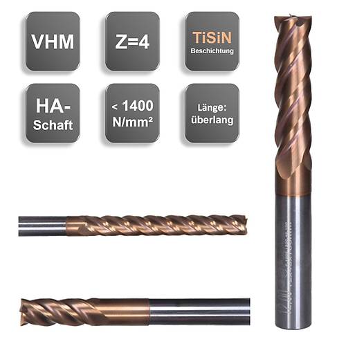 6,0 x 45 x 100, d2=6 mm ✔ Karb�r Uzun Parmak Freze ucu, Z=4, TiSiN-Kaplamal�