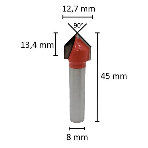 12,7 mm 90� V-El freze ucu, Router Bit Karb�r (Elmas) kaynakl� V Cut frezeleme ucu, Ah�ap freze ucu, V-freze ucu (�aft 8 mm)
