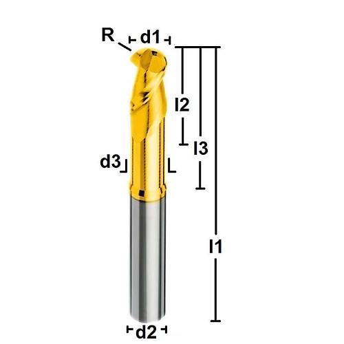 12,0 x 24 x 50 x 100, d2=12 mm ✔ Karbr Kre Alu Freze, Z=2, Altop Kaplama, 40