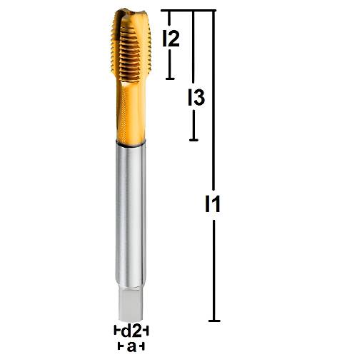 M14 x 15  HSSE k�lavuz, delikli, DIN 371, Form B, TIN kaplamal�, 6H, 800 N/mm�'ye kadar