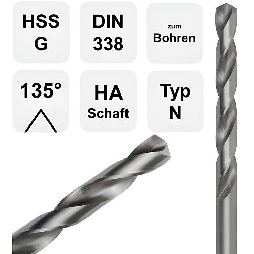 3,5 mm HSS-G Matkap ucu, 135 Talanm DIN338 elik, Metal, Demir Delik Delme Matkap ucu