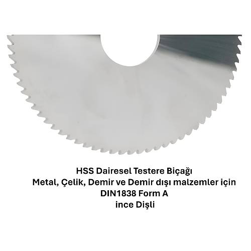 20,0 x 0,5 x 5 mm - HSS Daire Testere, Testere B��a��, DIN1837 Form A, �nce Di�li, Z=48