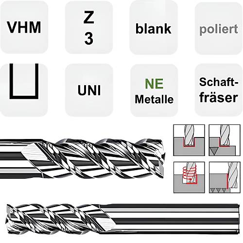 8,0 x 24 x 60, d2=8 mm✓ Karb�r Freze ucu seti, Z=3, Alu Frezeleme ucu, pol�sajl�