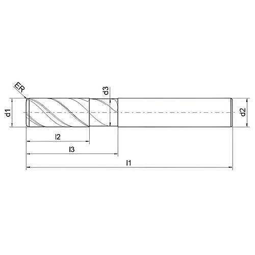 3,0 x 8 x 12 x 57, d2=6 mm - Karb�r Freze, Z=3, 42/45�, RainBow, Al�minyum Freze ucu