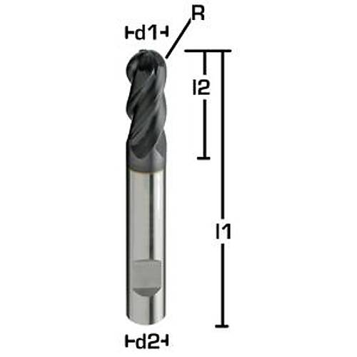 � 08,0R4,0x16x63 mm, �aft 8,0 - Karb�r K�re HPC Freze, Z=4, Kaplamal�,  35/38�