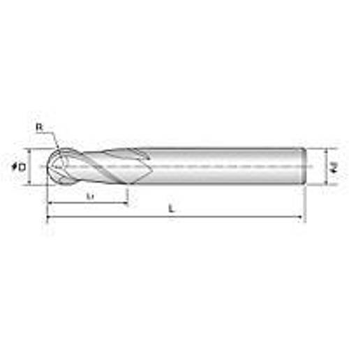 5,0 R2.5 x 15 x 80, d2=6 mm  K�resel Uzun Parmak Freze �ak�s�, Z=2, Rady�s Freze ucu