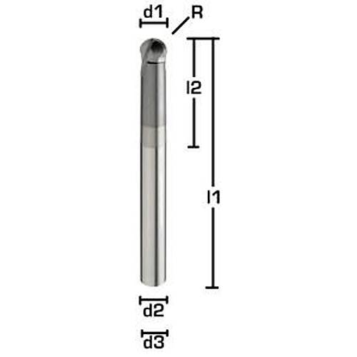 � 03.0R 1,5 x15x80 mm, �aft 6.0 mm - Karb�r Kal�pc� K�re Freze, Z=2, 65 HRC, Uzun