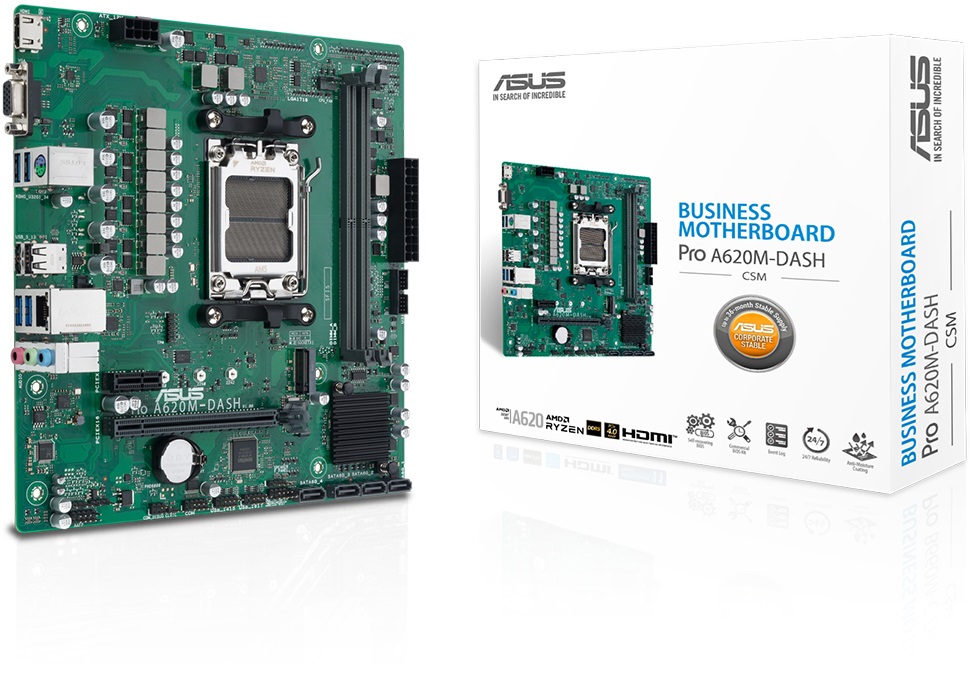 Asus PRO A620M-DASH-CSM Sc-AM5 A620 DDR5 4600Mhz M.2 DASH Destekli mATX AMD Anakart