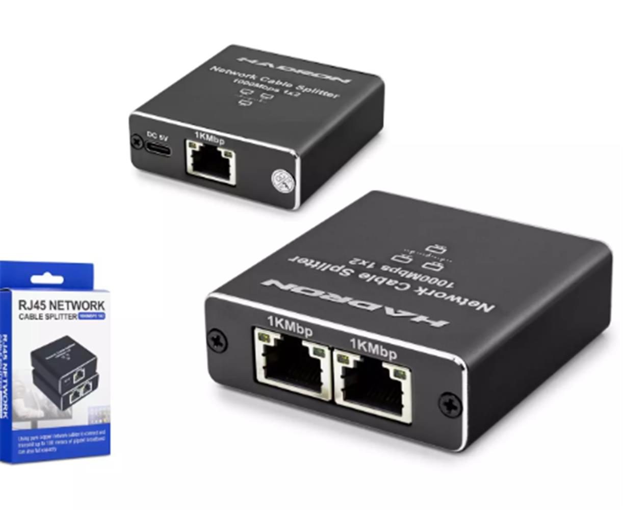 Hadron HDX1347 100MT 1 Port Giriş 2 Port Çıkış RJ45 to RJ45 Gigabit Network Splitter