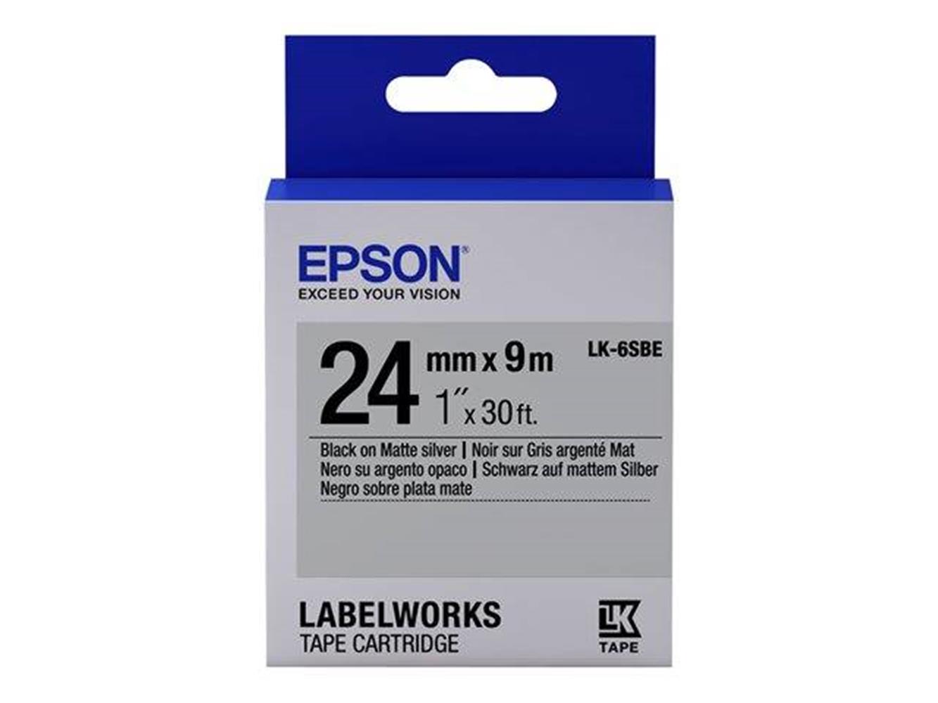 Epson C53S656009 LK-6SBE 9 Mt 24mm Gümüş Üzeri Siyah Etiket