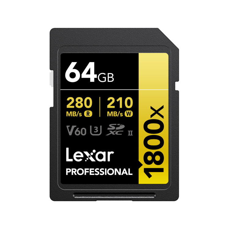 Lexar LSD1800064G-BNNNG 64 GB 280-210Mb/s 1800X UHS-II C10 V60 U3 SD Profesional Kart