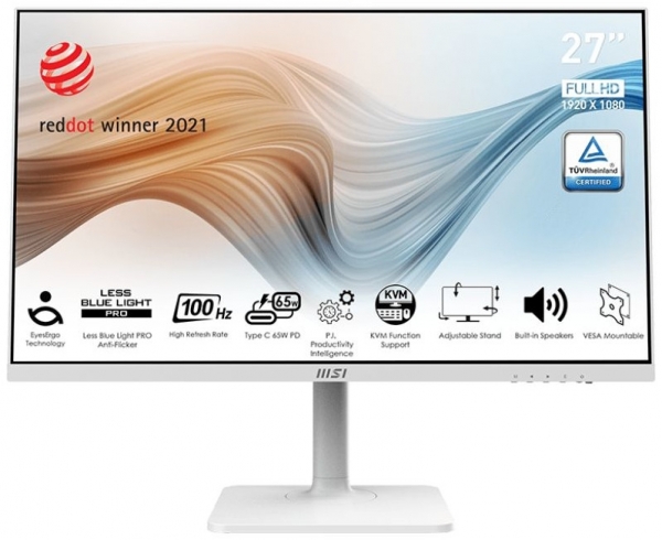 Msi MODERN MD272XPW 27 inch 1920x1080 1ms 100Hz MM HDMI DP Adaptive Sync Pivot Beyaz Monitör