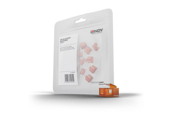 Lindy LIN-40481 20 li Paket Turuncu RJ45 Port Kilidi Anahtar Hariç